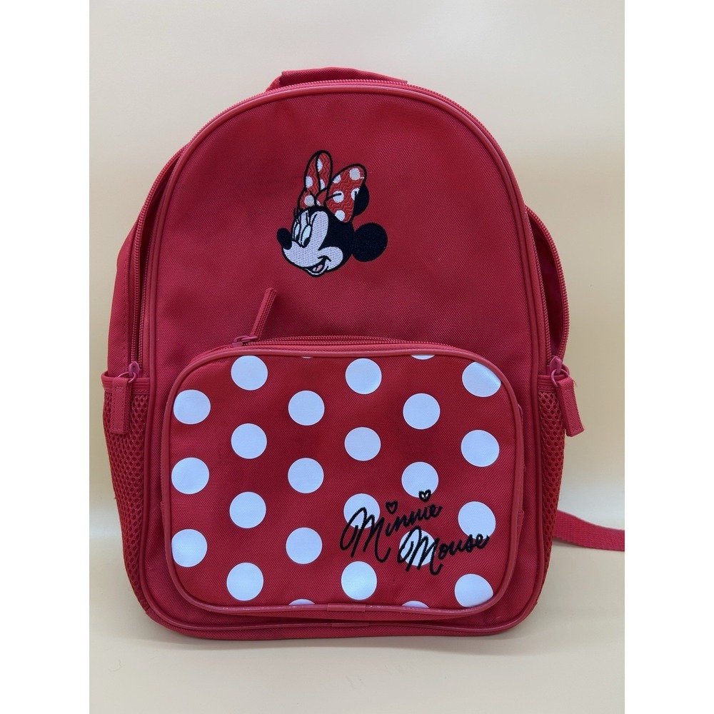 Disney Parks Minnie Mouse Kids Backpack Red & White Polka Dot Small School Bag